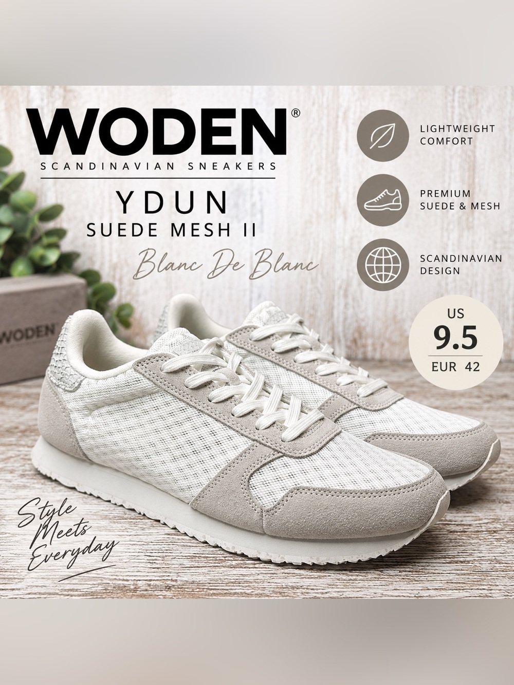 Woden Ydun Suede Mesh II Blanc De Blanc Sneakers Women’s US 9.5 EUR 42